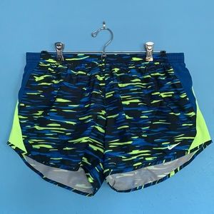 Blue and Neon Camo Nike Dri-Fit Running Shorts